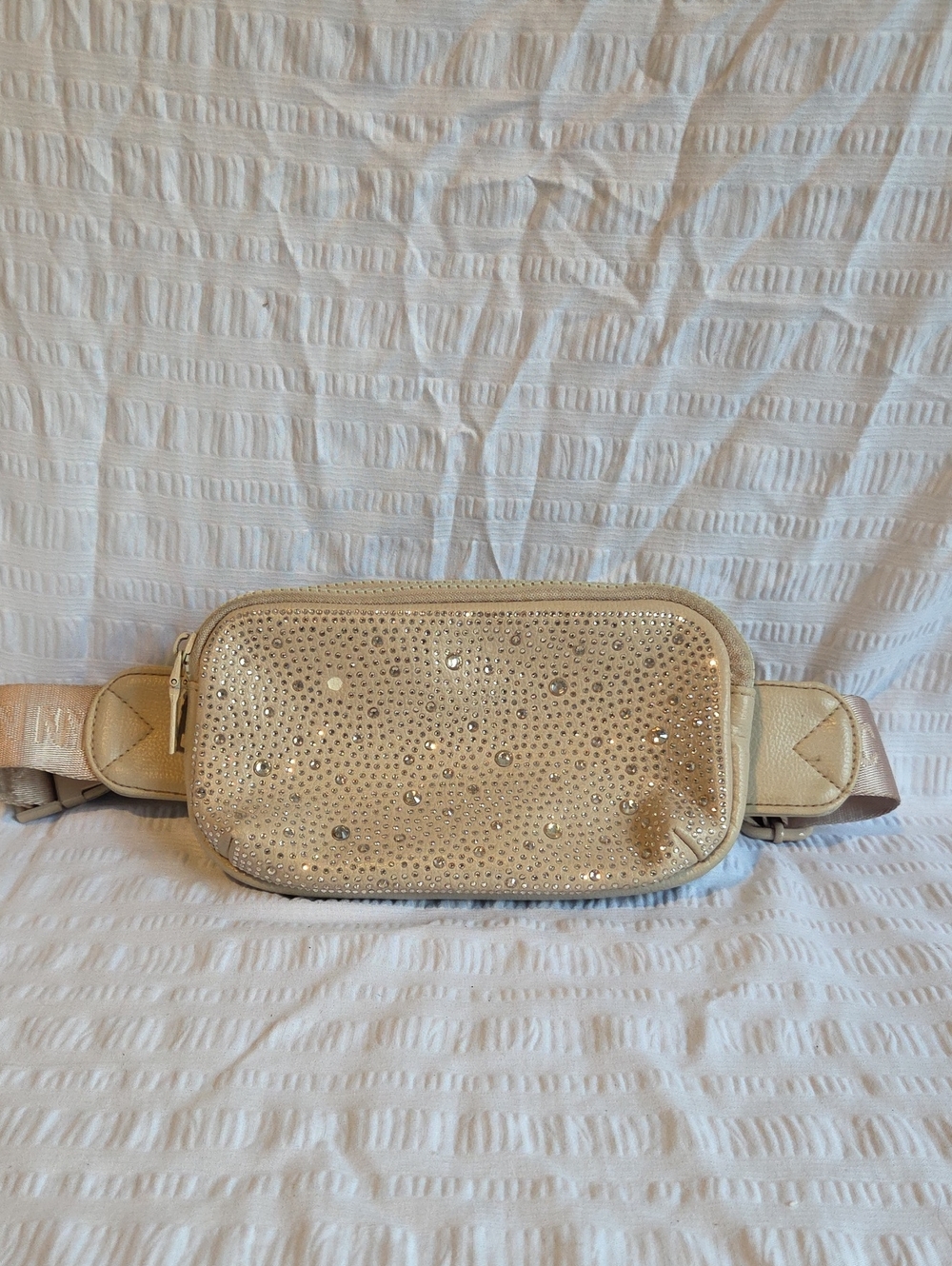 Beige Rhinestone Belt Bag/Fanny Pack